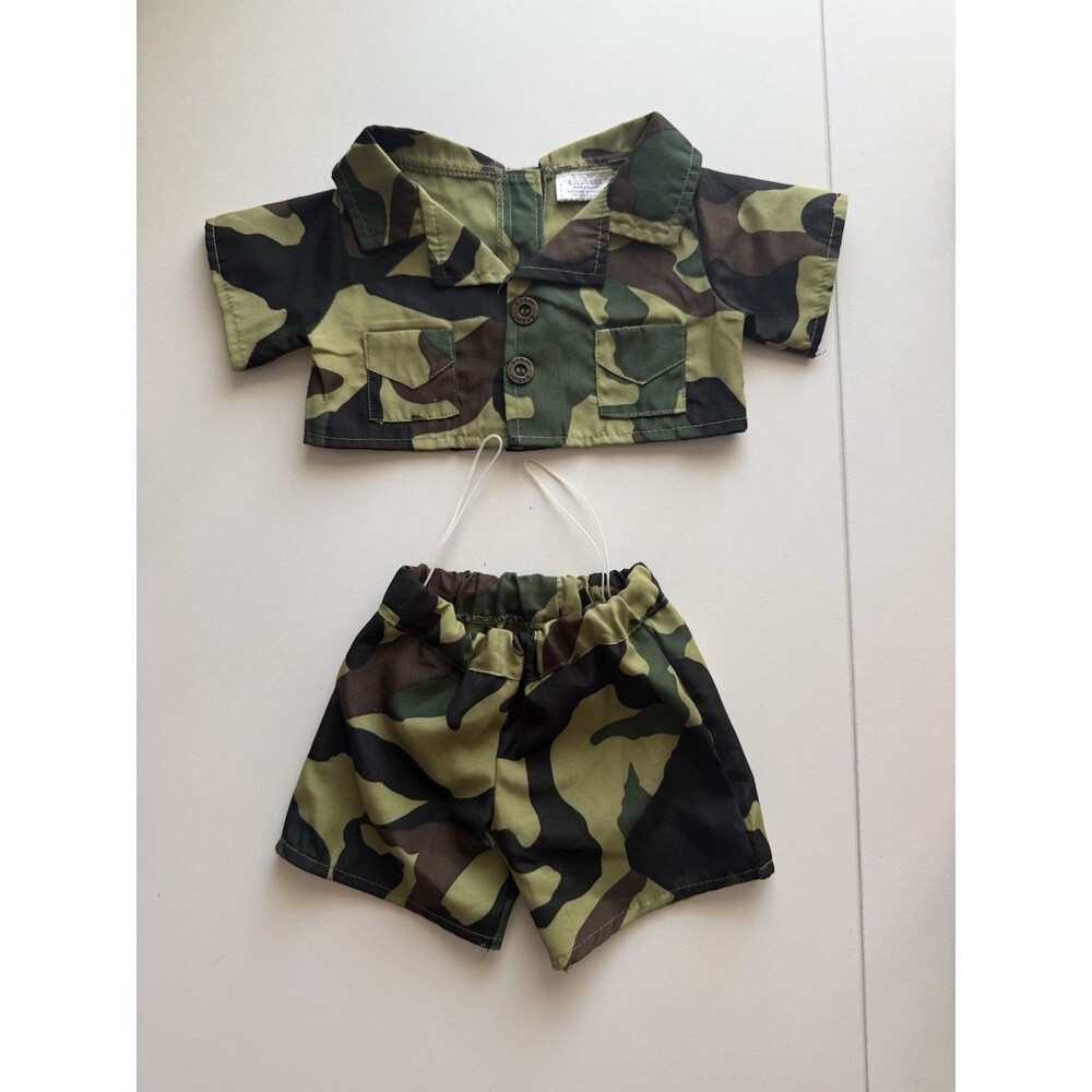 Build A Bear Camouflage Uniform Shirt Pants Shorts Army for Teddy 2 Pc Set